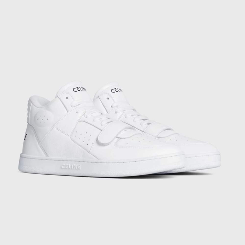 Celine White Leather High-Top Sneakers